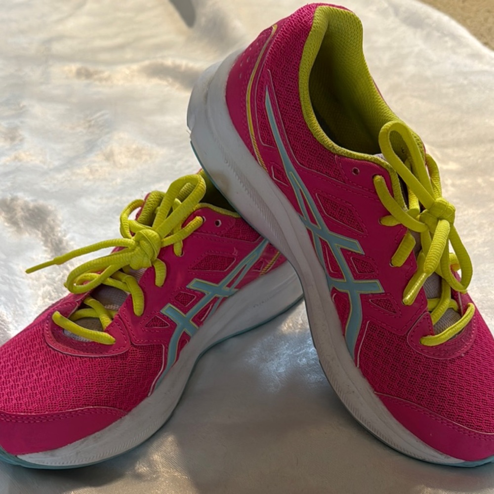 Asics Pink and Yellow Running Shoes
